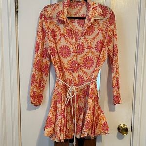 Zara Pink and Orange Floral Swim Coverup